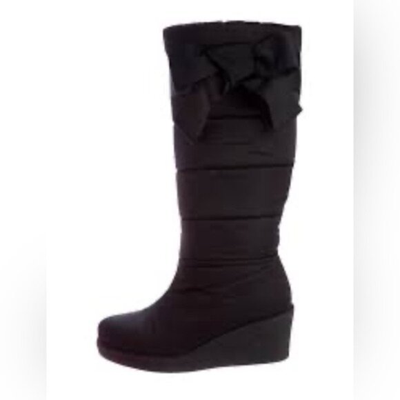 Kate Spade New York Nylon Black Women's Wedge Boots with Bow 6 - Picture 1 of 8
